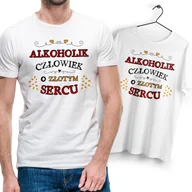 Koszulki męskie - Koszulka Męska Biała dla Alkoholika Bawełniana T-shirt Trwały Nadruk - miniaturka - grafika 1