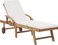 Leżaki ogrodowe - Elior Kremowy leżak z drewna do ogrodu - Santori - miniaturka - grafika 1