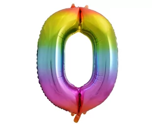 GoDan Balon foliowy cyfra 0, 34", tęczowy HS-C34T0 - Balony i akcesoria - miniaturka - grafika 1