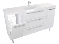 Szafki łazienkowe - Szafka Stojąca Z Umywalką ATH 140 cm KD - Biały Mat - Uchwyty Chromowane - miniaturka - grafika 1