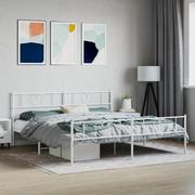 Łóżka - Metalowa rama łóżka z wezgłowiem i zanóżkiem, biała, 200x200 cm Lumarko! - miniaturka - grafika 1