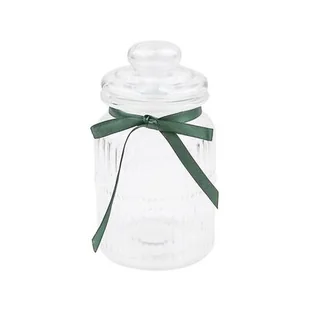 Pojemnik do przechowywania szklany z zieloną kokardką 900 ml - Pojemniki kuchenne - miniaturka - grafika 1