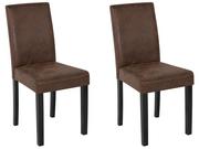 Krzesła - Beliani Zestaw 2 krzeseł do jadalni ekoskóra brązowy BROADWAY 47462 - miniaturka - grafika 1