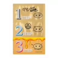 Maseczki do twarzy - Holika Pig Clear Black Head 3-Step Kit zestaw oczyszczających plastrów na nos Honey Gold - miniaturka - grafika 1