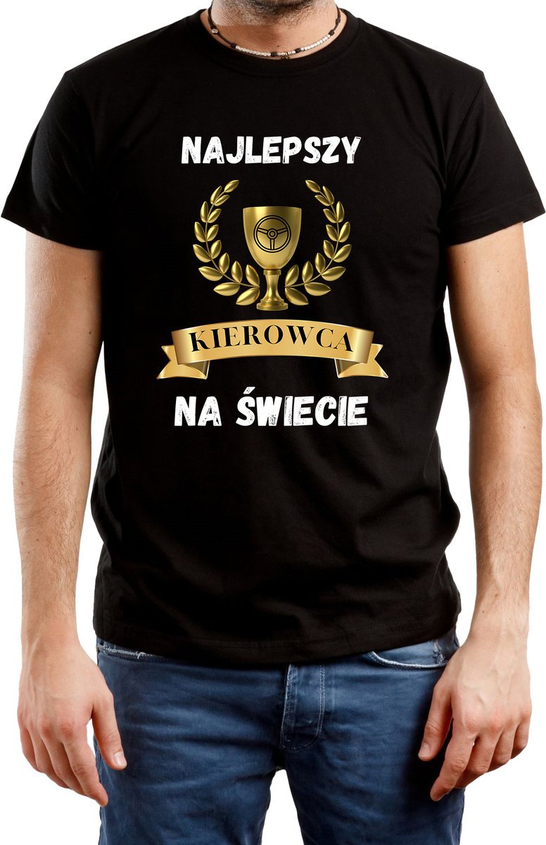 T-Shirt Męski Prezent Dla Kierowcy Z Nadrukiem Koszulka Czarna R-L A44