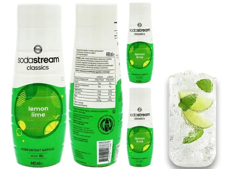 3x Syrop Sodastream Koncentrat Lemon Lime Do Saturatora 9l Napoju Z 440ml