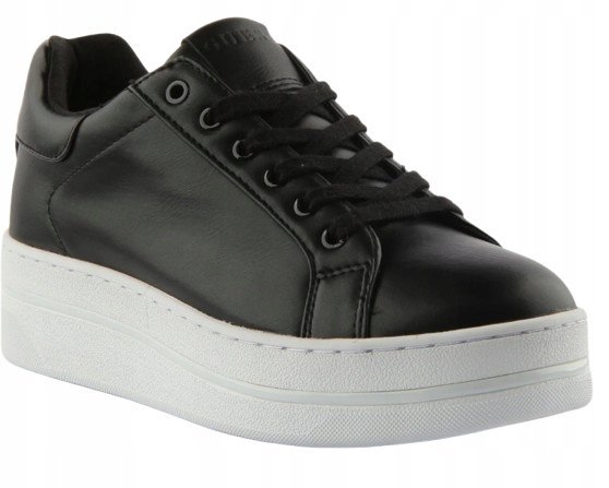 Guess Czarne Półbuty Damskie Na Grubej Białej Podeszwie 41 Gpa