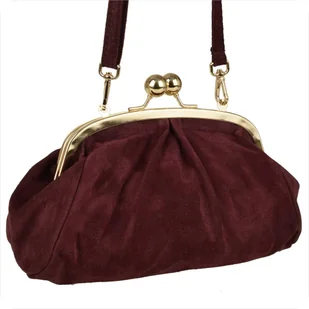 Borse In Pelle mała torebka retro skóra nat zamszowa bordowa - Torebki damskie - miniaturka - grafika 1