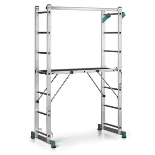 ALVE Aluminiowy podest roboczy EUROSTYL przystosowany do używania na schodach, 2x7 szczebli 558027 - Drabiny - miniaturka - grafika 1