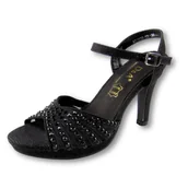Sandały damskie - Sandały damskie szpilki S.Barski 1038-33 czarne - miniaturka - grafika 1