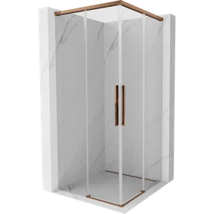 Mexen Rox Duo kabina prysznicowa rozsuwana 75 x 75 cm, transparent, różowe złoto - 8C2D-075-075-60-00 - Kabiny prysznicowe - miniaturka - grafika 1