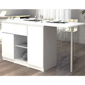 Szafki kuchenne - Wyspa kuchenna z 2 drzwiczkami, 1 szufladą i 2 wnękami - Biały - TUNORI - miniaturka - grafika 1
