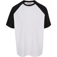 Koszulki męskie - Urban Classics Męski T-shirt z bawełny organicznej, oversized raglan, męska górna część dostępna w 2 kolorach, rozmiary XS - 5XL, biały/czarny, XXL - miniaturka - grafika 1