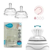 Smoczki do butelek - Nuvita Zestaw smoczków 0 m+ o wolnym przepływie + zaworek 2 szt. - miniaturka - grafika 1