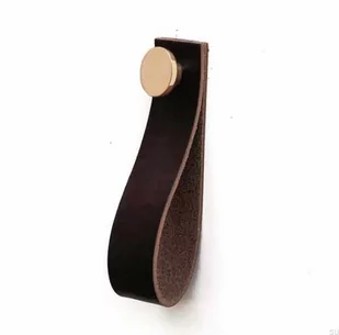 Wieszak ścienny 0153L Skórzany Brązowy ze Złotym - Wieszaki i stojaki - miniaturka - grafika 1