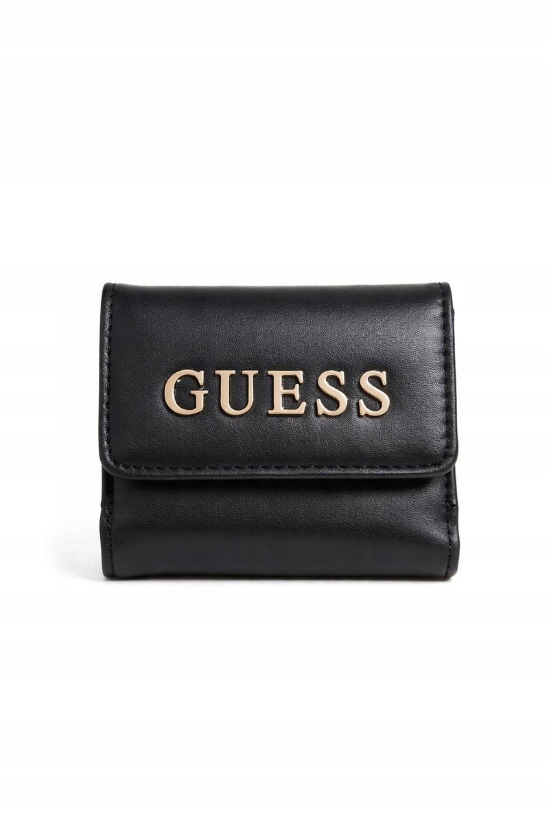 GUESS CZARNY MŁODZIEŻOWY PORTFEL Z ZŁOTYM LOGO 12x10x3 1GŁA