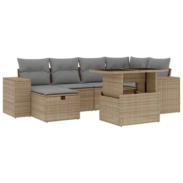 Zestaw mebli ogrodowych modułowych beżowy rattan PE, wymiary 62x62x69 cm,