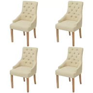 Krzesła - Dębowe krzesła do jadalni, tapicerowane tkaniną, kremowe, 4 szt. - miniaturka - grafika 1