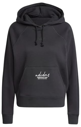 adidas Damska bluza z kapturem z haftem graficznym z nadrukiem luźna, L, czarna