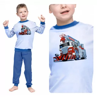 Ciepła piżamka dziecięca na długi rękaw gruba bawełna nadruk straż pożarna 110 - Moda i Uroda OUTLET - miniaturka - grafika 1