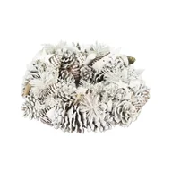 Ozdoby bożonarodzeniowe - [680447] Wianek bożonarodzeniowy biały ośnieżony - miniaturka - grafika 1