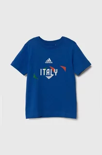 Koszulki dla chłopców - adidas Performance t-shirt bawełniany dziecięcy kolor niebieski z nadrukiem - grafika 1