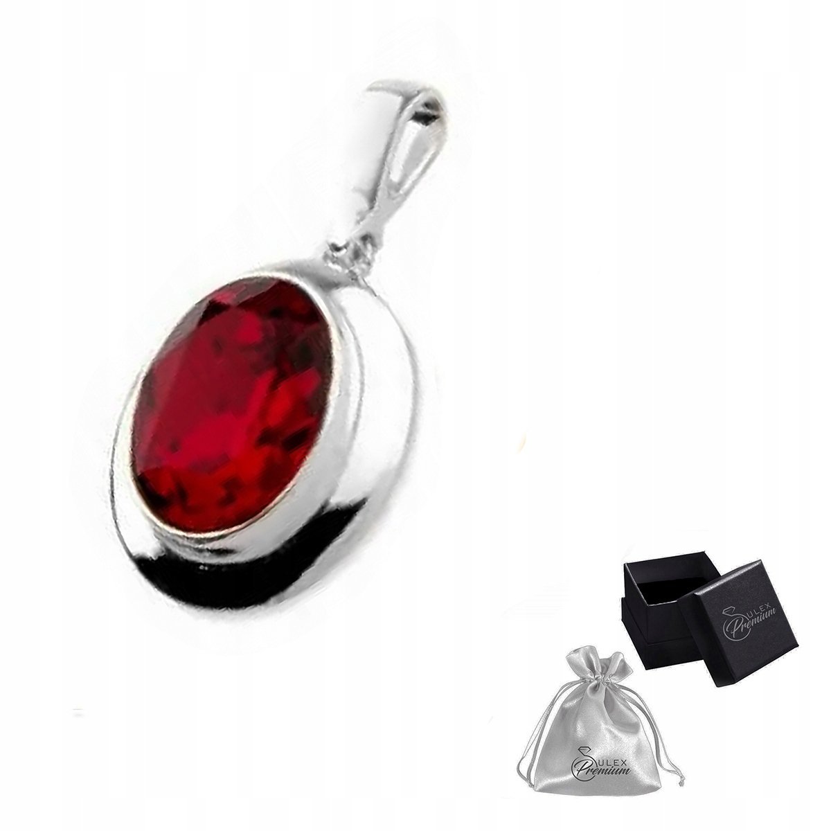 Zawieszka srebrna pr. 925 Wisiorek Czerwony Kryształ SIAM na Prezent