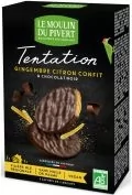 Ciastka - Le Moulin Du Pivert Ciastka imbirowo-cytrynowe w gorzkiej czekoladzie 130 g Bio - miniaturka - grafika 1