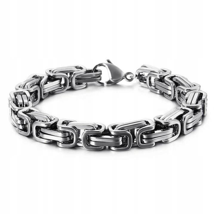 SREBRNA BRANSOLETKA SPLOT BIZANTYJSKI KRÓLEWSKI 8 MM 19 CM STAL SZLACHETNA