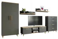 Inne meble do salonu - Zestaw mebli do salonu z szafą antracyt + dąb artisan P6-F51 - miniaturka - grafika 1