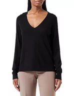 Swetry damskie - VERO MODA Vmhappiness Ls V-Neck Ga Boo sweter damski, czarny, S - miniaturka - grafika 1