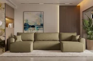 Narożniki - Sofa w kształcie U CAPRI narożnik tkanina Neve jasnobrązowy - miniaturka - grafika 1