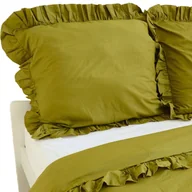 Pościel - Poszewka Pościel Na Poduszkę Z Falbanką 70X80 Cm Oliwkowa - miniaturka - grafika 1