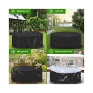 Pokrowce na meble ogrodowe - Okrągły pokrowiec na stół ogrodowy, wodoodporny, płótno Oxford 210D, 128 x 71 cm (czarny) - miniaturka - grafika 1