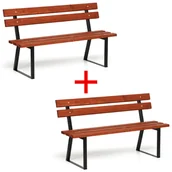 Ławki ogrodowe - Ławka parkowa STANDARD z oparciem 1+1 GRATIS, 1500 mm, mahoń ciemny - miniaturka - grafika 1