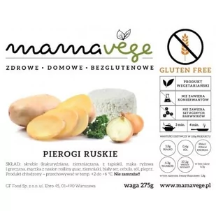 Pierogi ruskie BEZGLUTENOWE 275 g Mamavege - Szybkie dania obiadowe - miniaturka - grafika 1
