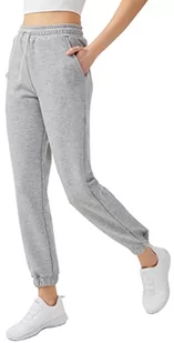 LOS OJOS Spodnie dresowe damskie – spodnie dresowe z kieszeniami – spodnie do biegania dla kobiet ze sznurkiem – elastyczny ściągacz, szary, L - Spodnie sportowe damskie - miniaturka - grafika 1