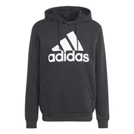 Bluzy męskie - adidas Męska bluza z kapturem Essentials z dużym logo, czarna, XL, Czarny, XL - miniaturka - grafika 1
