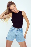 Koszulki i topy damskie - Eldar Peri koszulka prążkowana dzianina czarna S - miniaturka - grafika 1