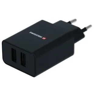 Swissten Ładowarka do sieci 2x USB 2,1 A + Lightning kabel 1,2 m MFi 22056000) Czarna - Ładowarki do telefonów - miniaturka - grafika 1