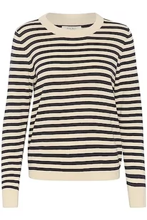 Part Two Damski sweter z długim rękawem Slim Fit Crew Neck Striped Hip Length, Whitecap Szary pasek, XL - Swetry damskie - miniaturka - grafika 1