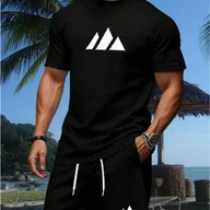 Koszulki męskie - TEMU Męska koszulka z okrągłym dekoltem i wzorzystym nadrukiem, idealna do spędzania czasu na świeżym powietrzu i uprawiania . Wykonana z - miniaturka - grafika 1