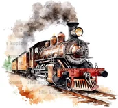 Pasmanteria - Naprasowanka Pociąg podróż Vintage Retro 13 - miniaturka - grafika 1