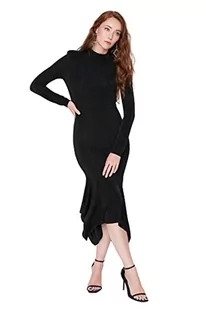 TRENDYOL Damska sukienka dżinsowa z dekoltem w kratkę, mini bodycon, czarny, 38 - Sukienki - miniaturka - grafika 1
