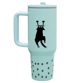 Kubki termiczne - Kubek Termiczny, Purrrfect School, Kot, Słomka, 1 L - miniaturka - grafika 1