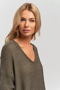 Swetry damskie - Sweter z asymetrycznym dołem - grafika 1