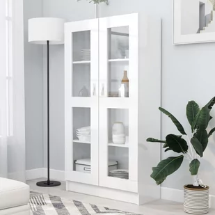 VidaXL Witryna, wysoki połysk, biała, 82,5 x 30,5 x 150 cm, płyta 802765 VidaXL - Witryny - miniaturka - grafika 1