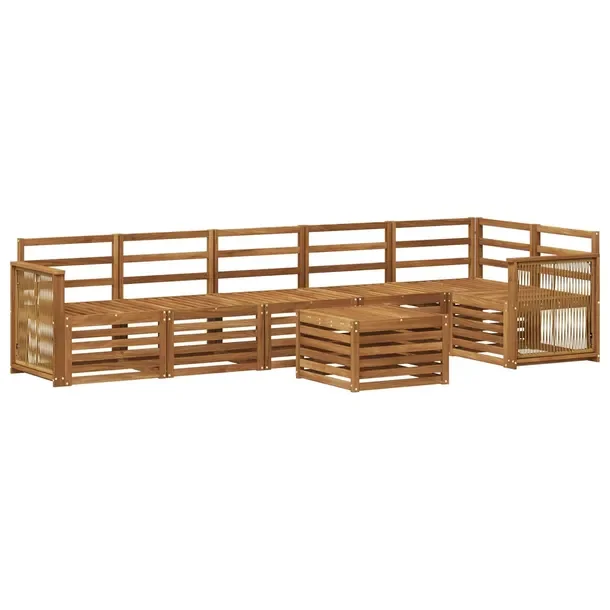 Zestaw sofy narożnej 6 szt. naturalny Lite Drewno Akacji