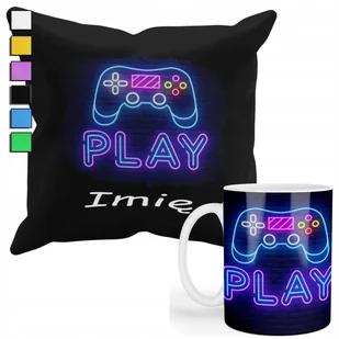 ZESTAW KUBEK + POSZEWKA Z NADRUKIEM-DLA FANA PREZENT GAME PAD PLAY +IMIĘ - Gadżety dla niej i dla niego - miniaturka - grafika 1
