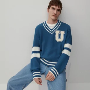 Reserved UNISEX Sweter z wełną - Niebieski - Swetry męskie - miniaturka - grafika 1